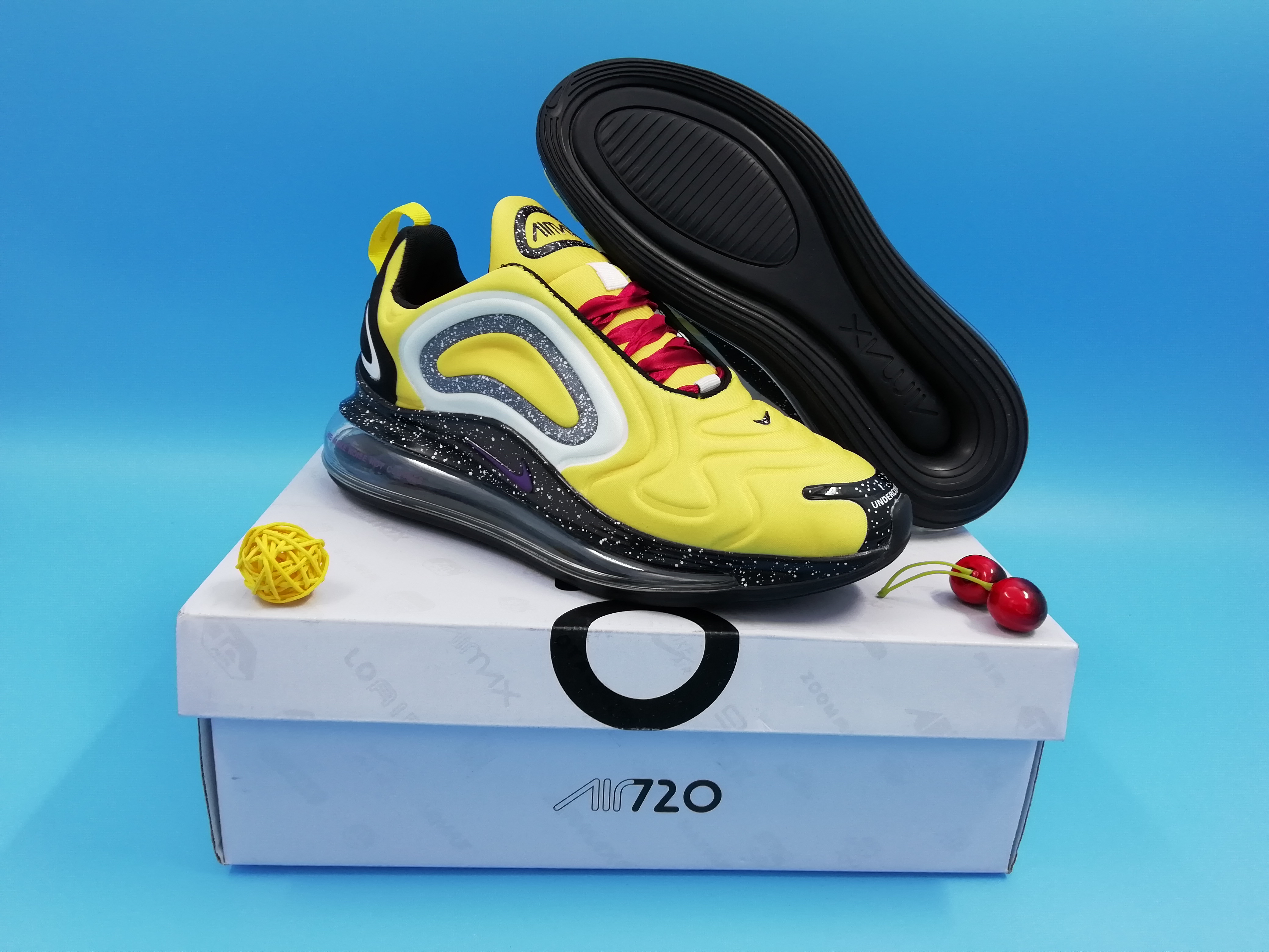 Women Nike Air Max 720 Yellow Black Red Shoes - Click Image to Close